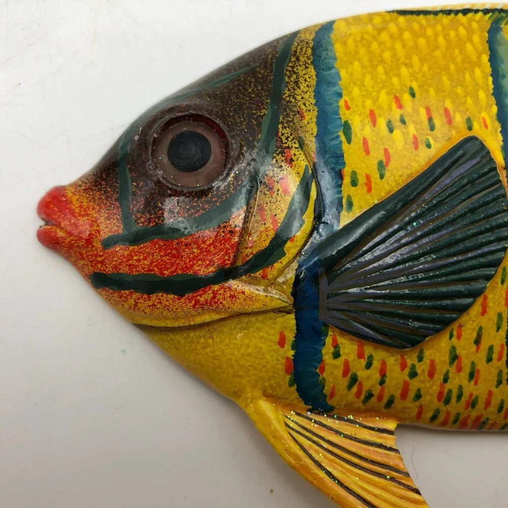 Vintage Don Edmond Studio Cocoa Damsel Tropical Fish Wall Hanging Sculpture